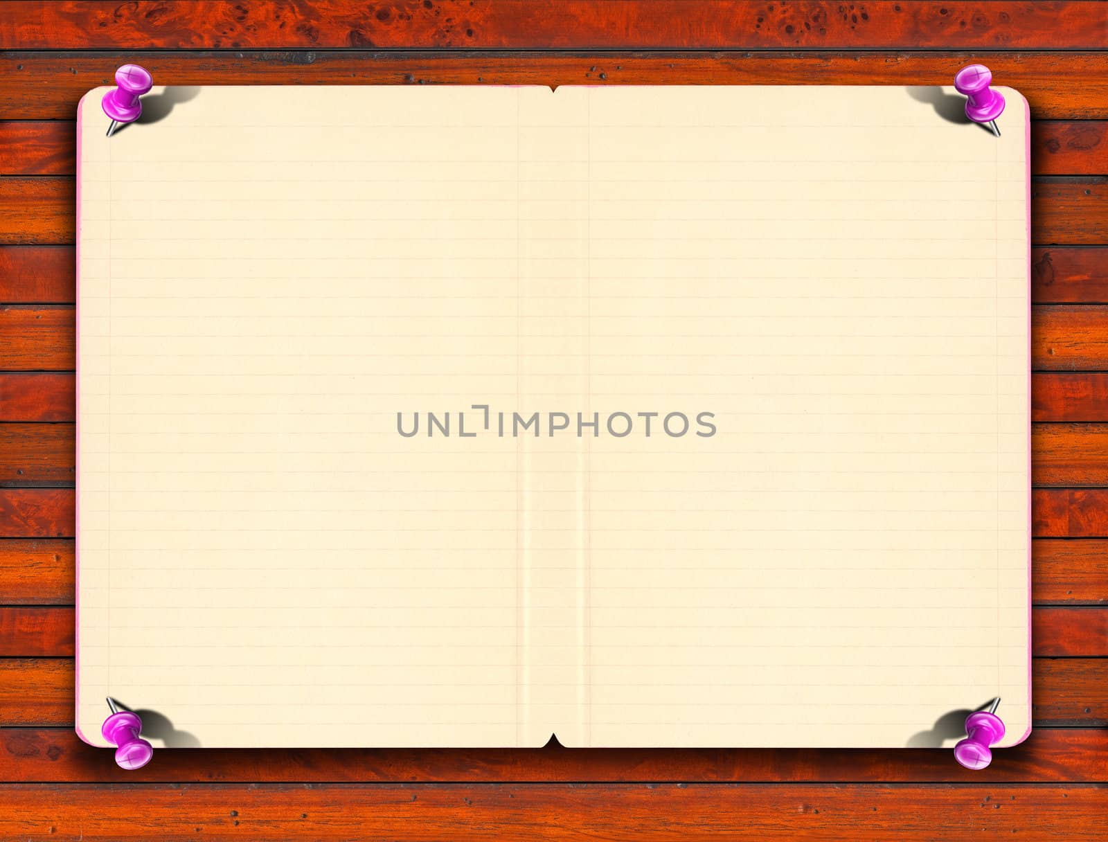 Blank notebook paper with line on the wooden background
