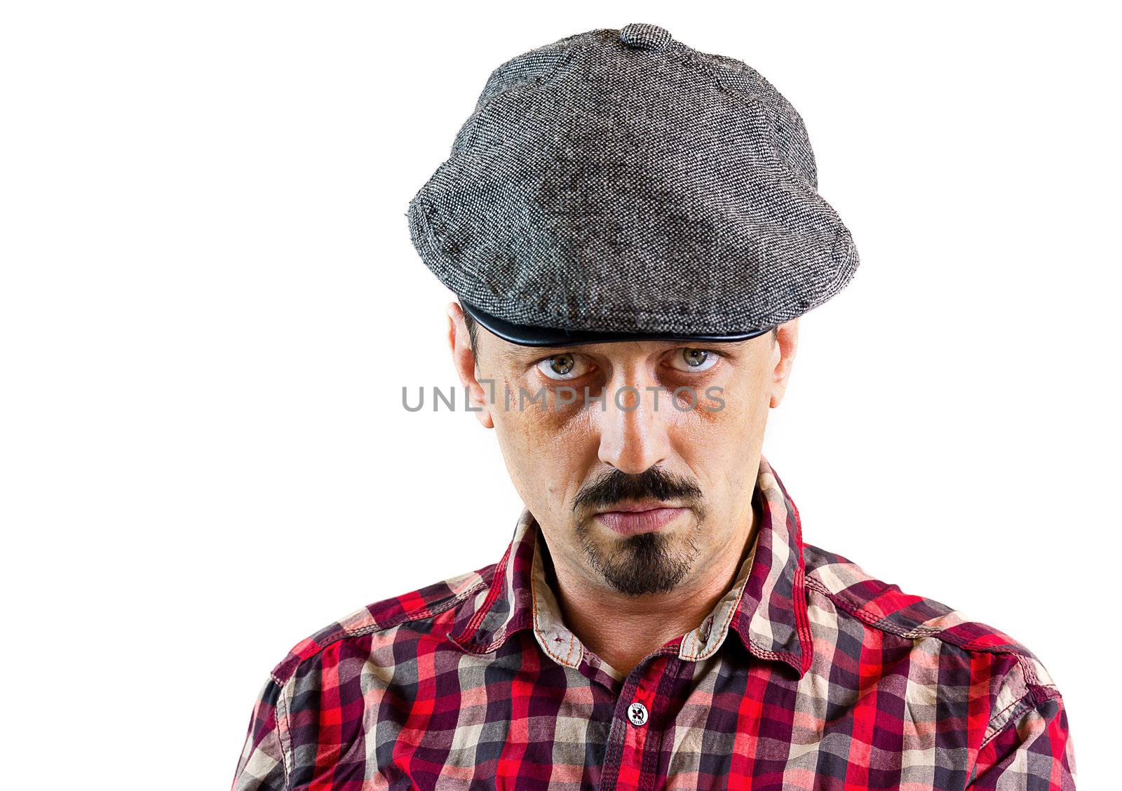 Young man wearing a cap, isolated on white background