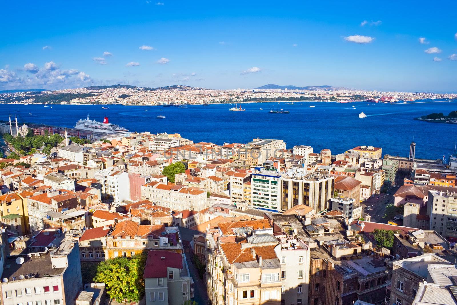 View from Galata tower to Bosphorus, Istanbul, Turkey