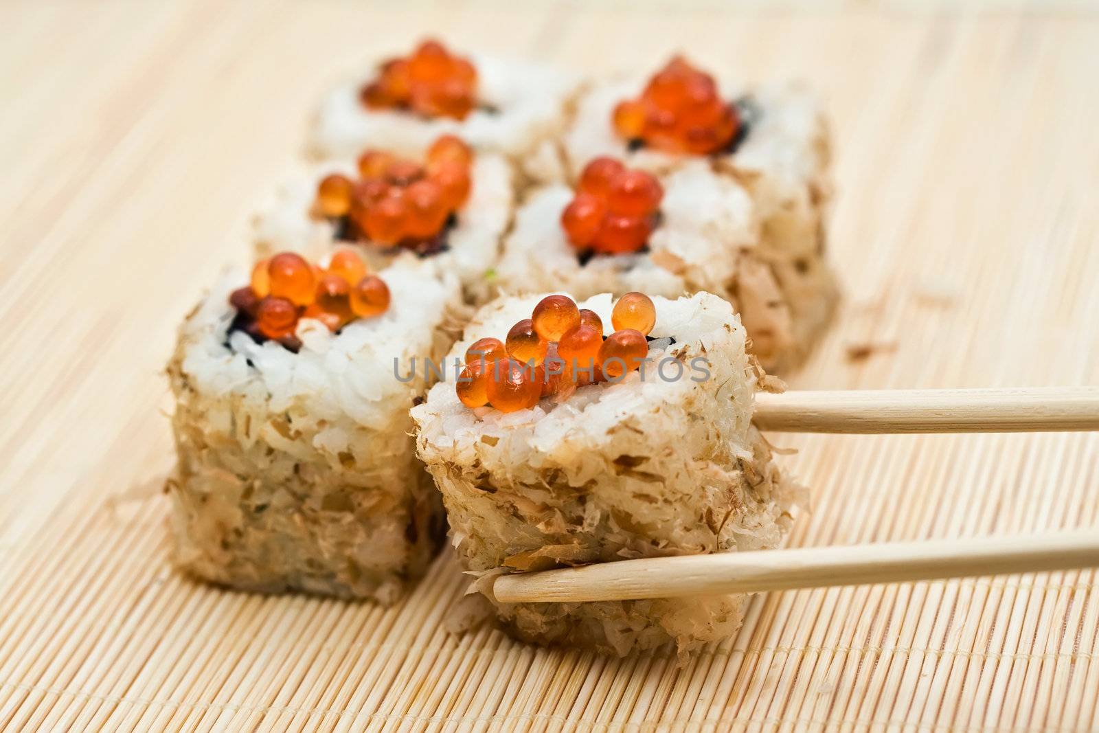 Traditional Japanese food Sushi, close-up