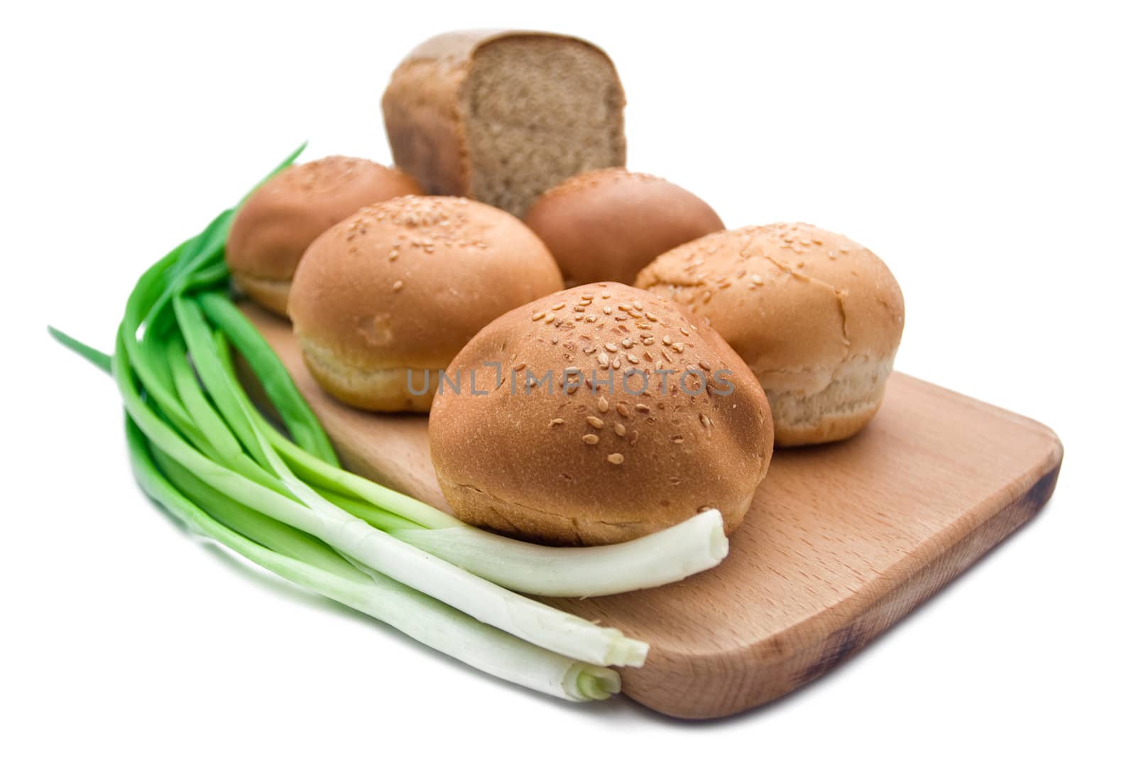 Different types of bread isolated on white