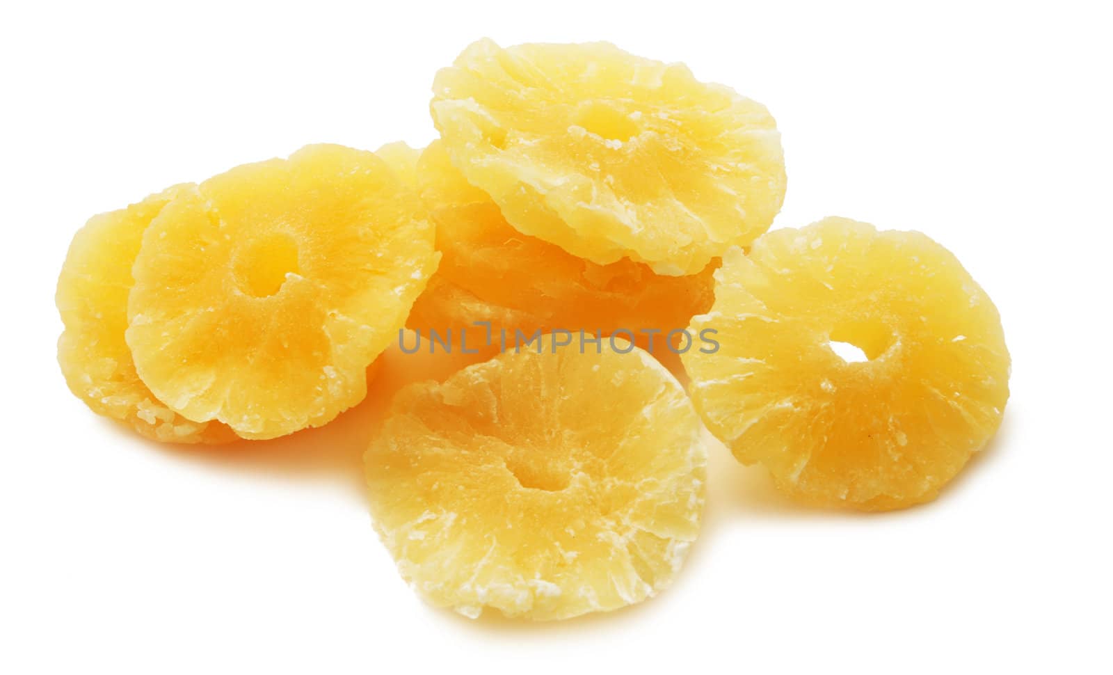 Dried pineapple isolated on white background