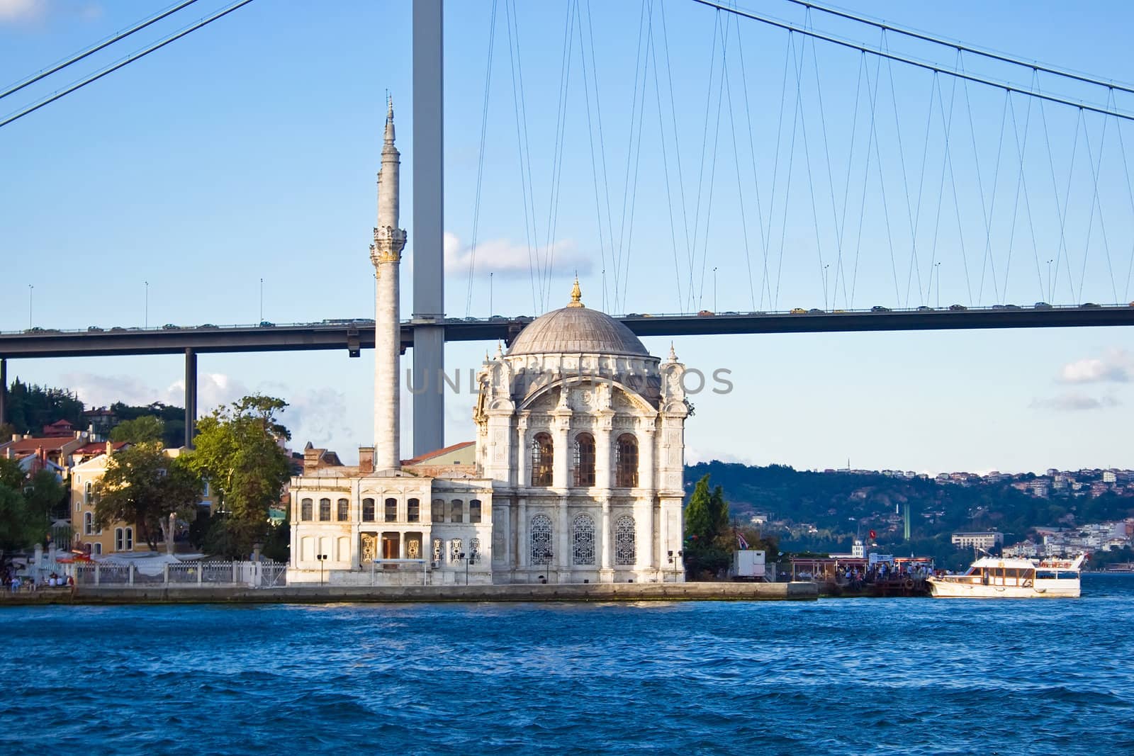 Ortakoy Mosque and Bosphorus bridge in Istanbul, Turkey