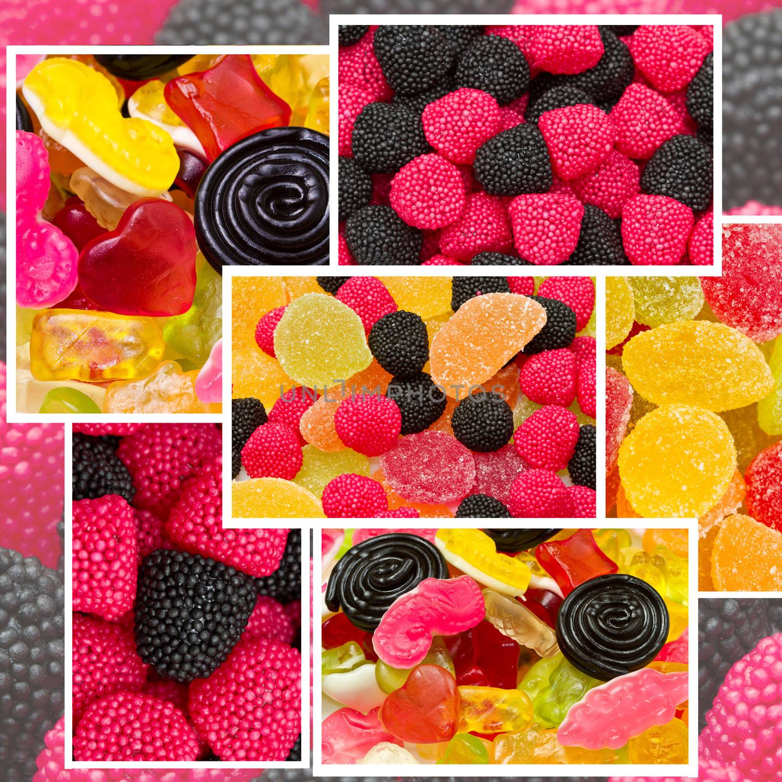 collage of mixed gummy