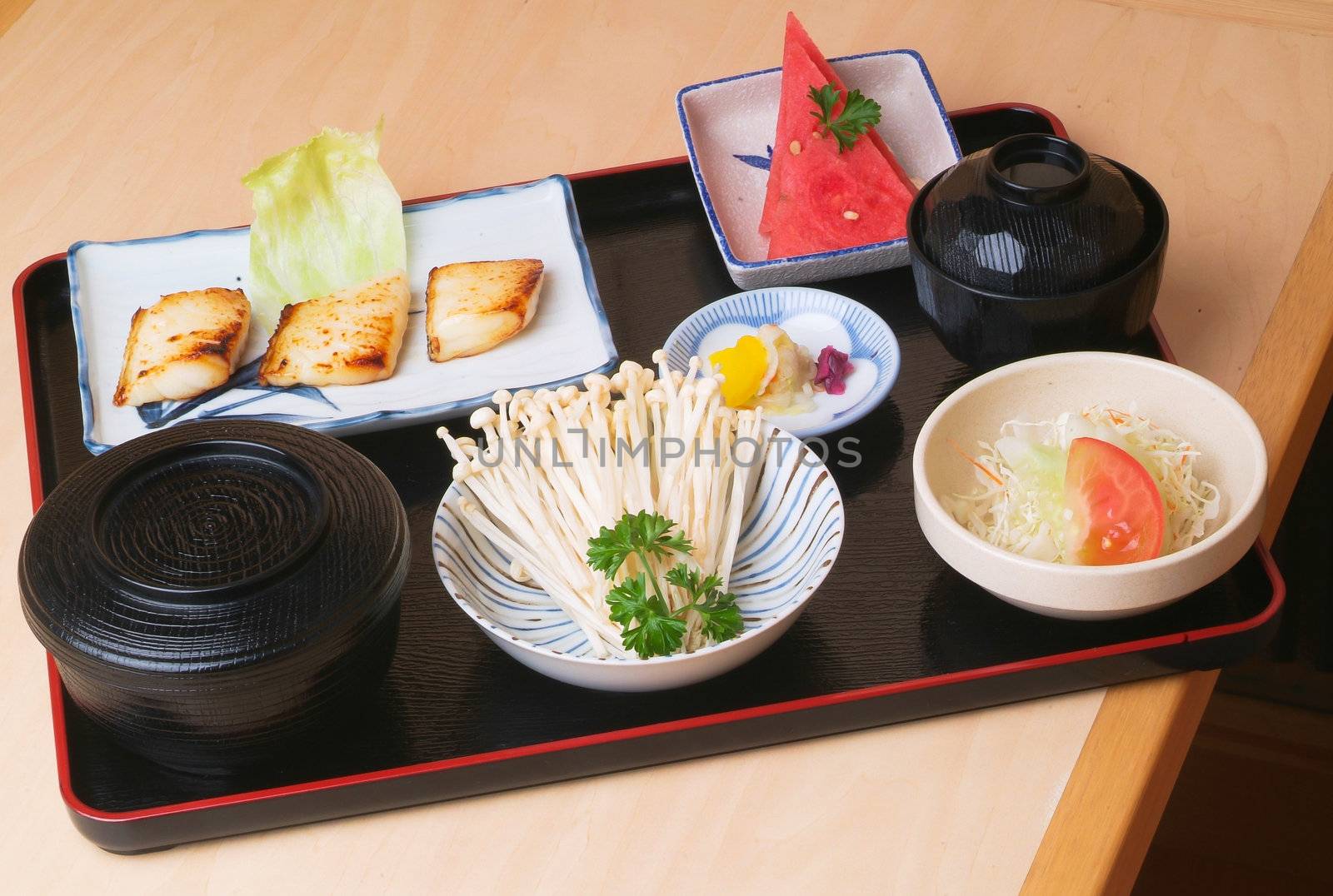 Japanese Bento Lunch set with background