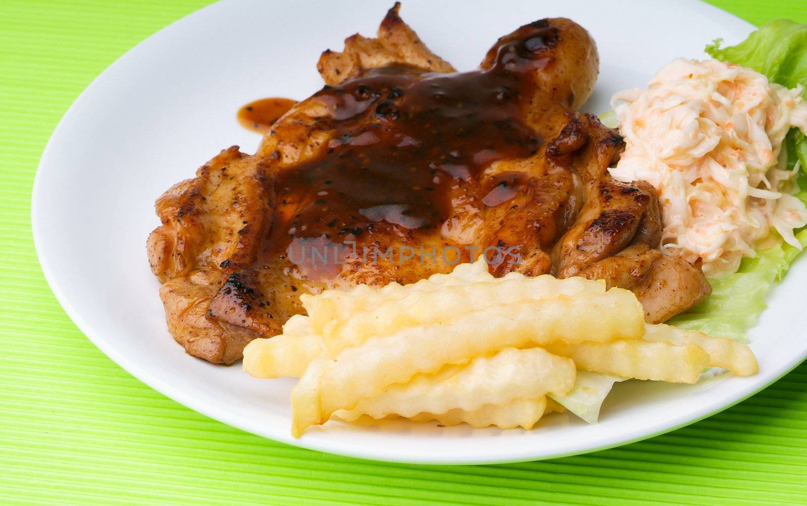 Chicken Steak with a vegetables.