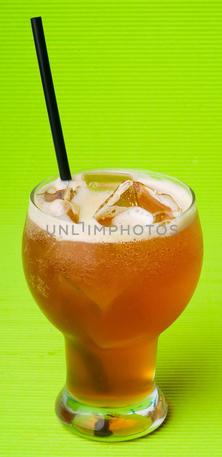 tea ice, iced tea with ice cubes on background