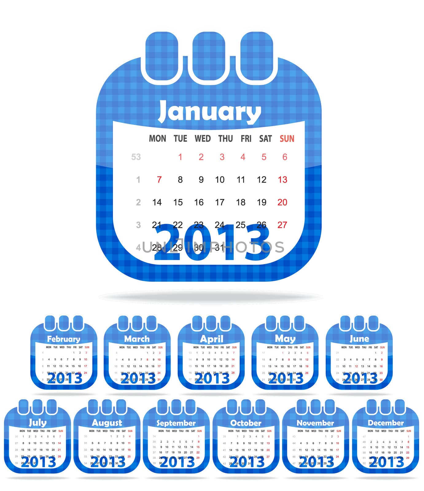 set of web icons in the form of a calendar