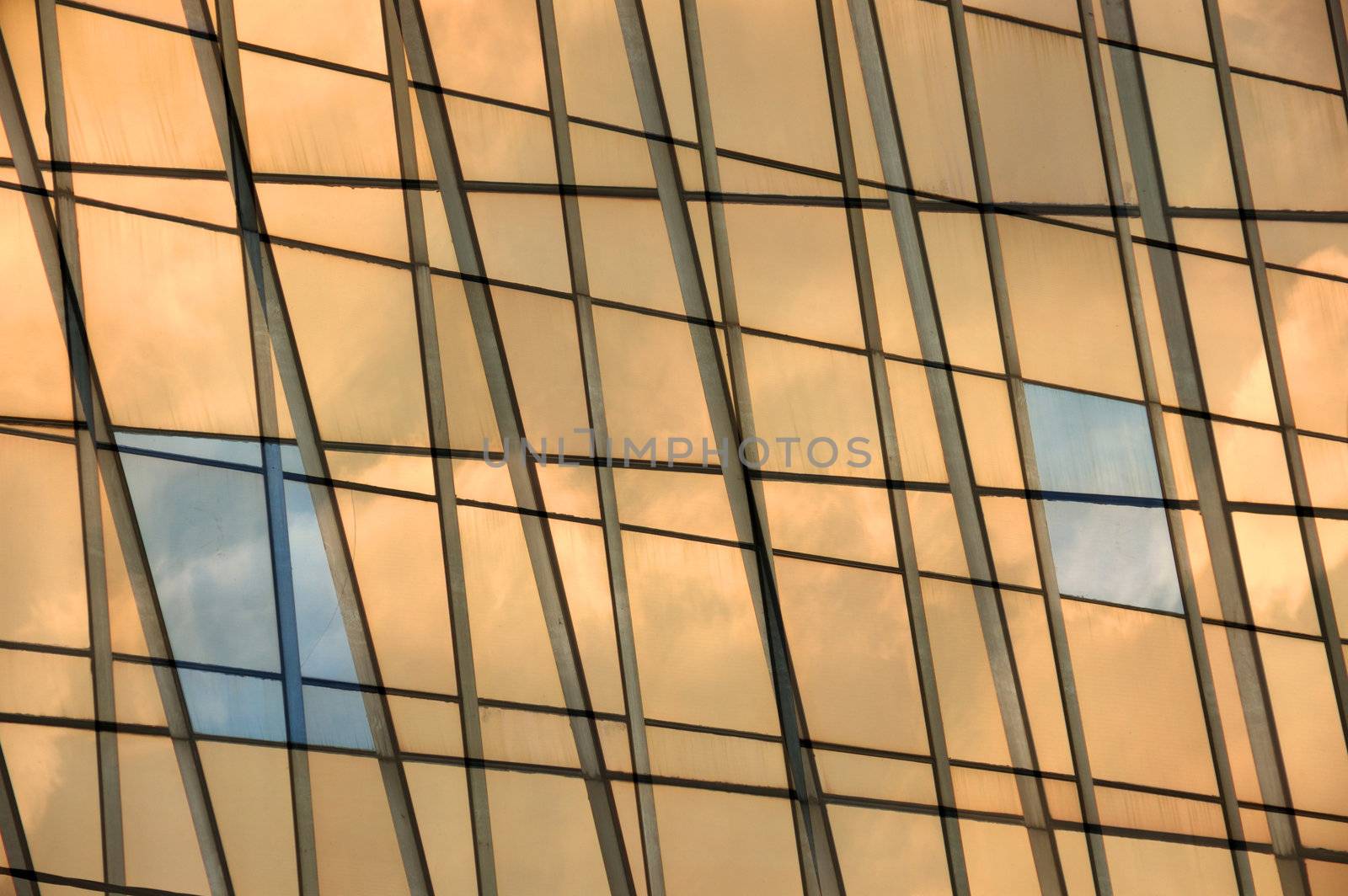 Modern building glass panel facade double exposure. Abstract windows background.