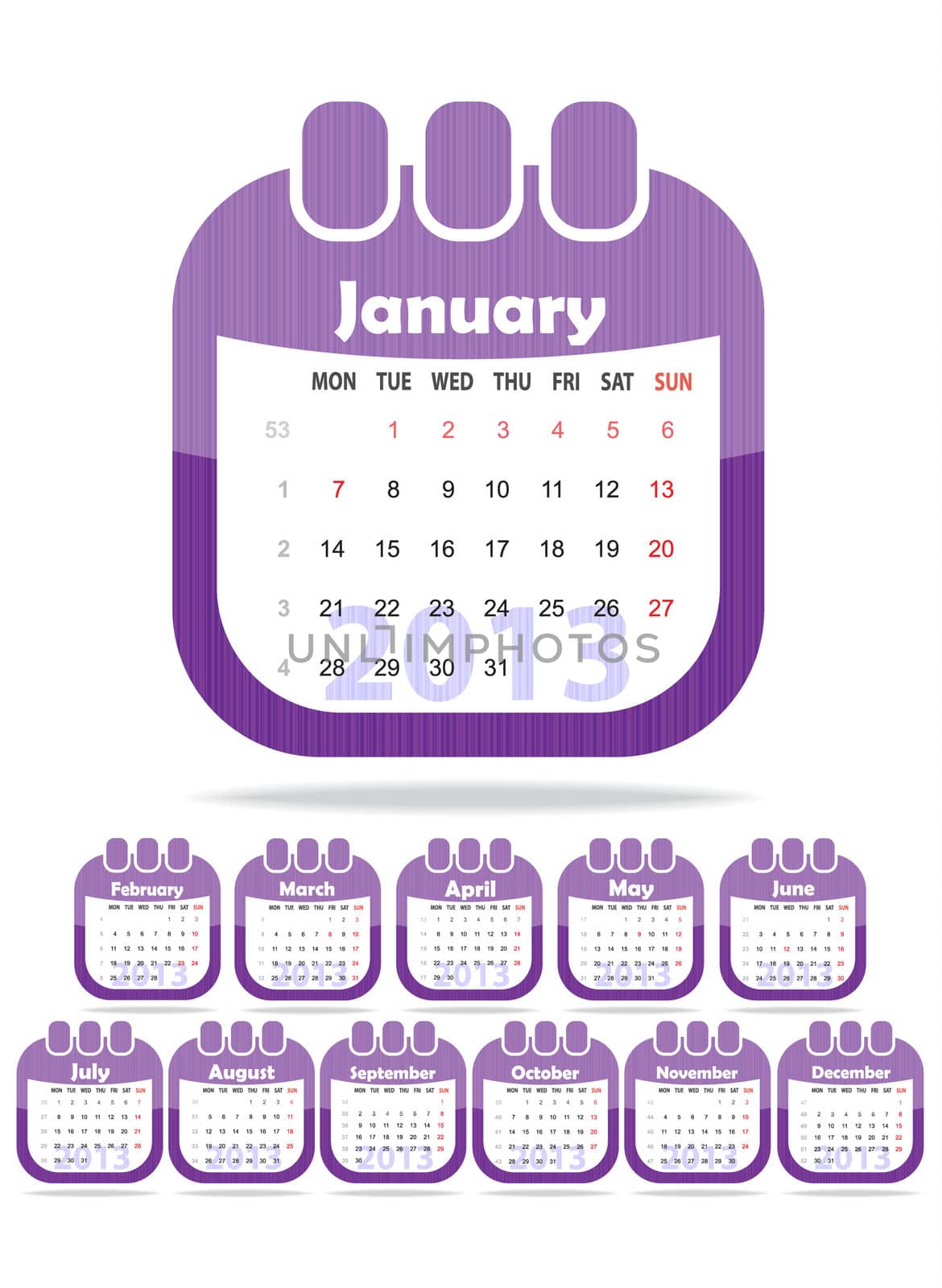 set of web icons in the form of a calendar