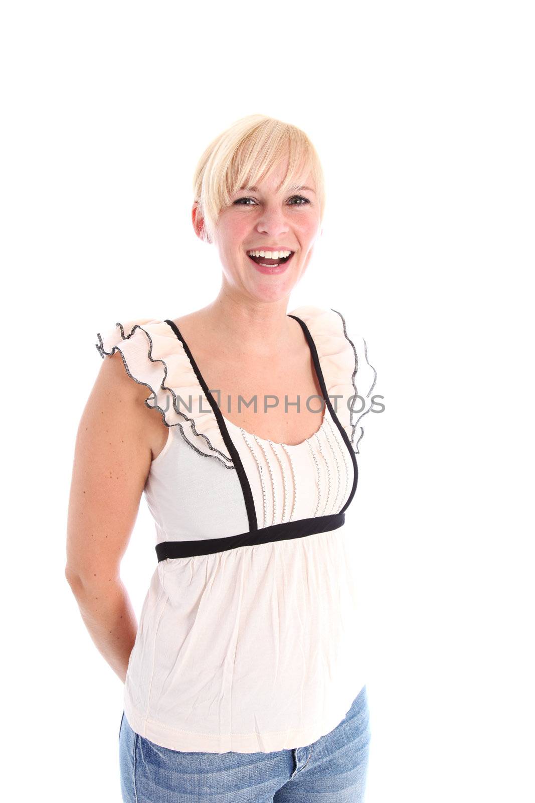 Studio shot of attractive casual girl isolated on white Studio shot of attractive casual girl isolated on white