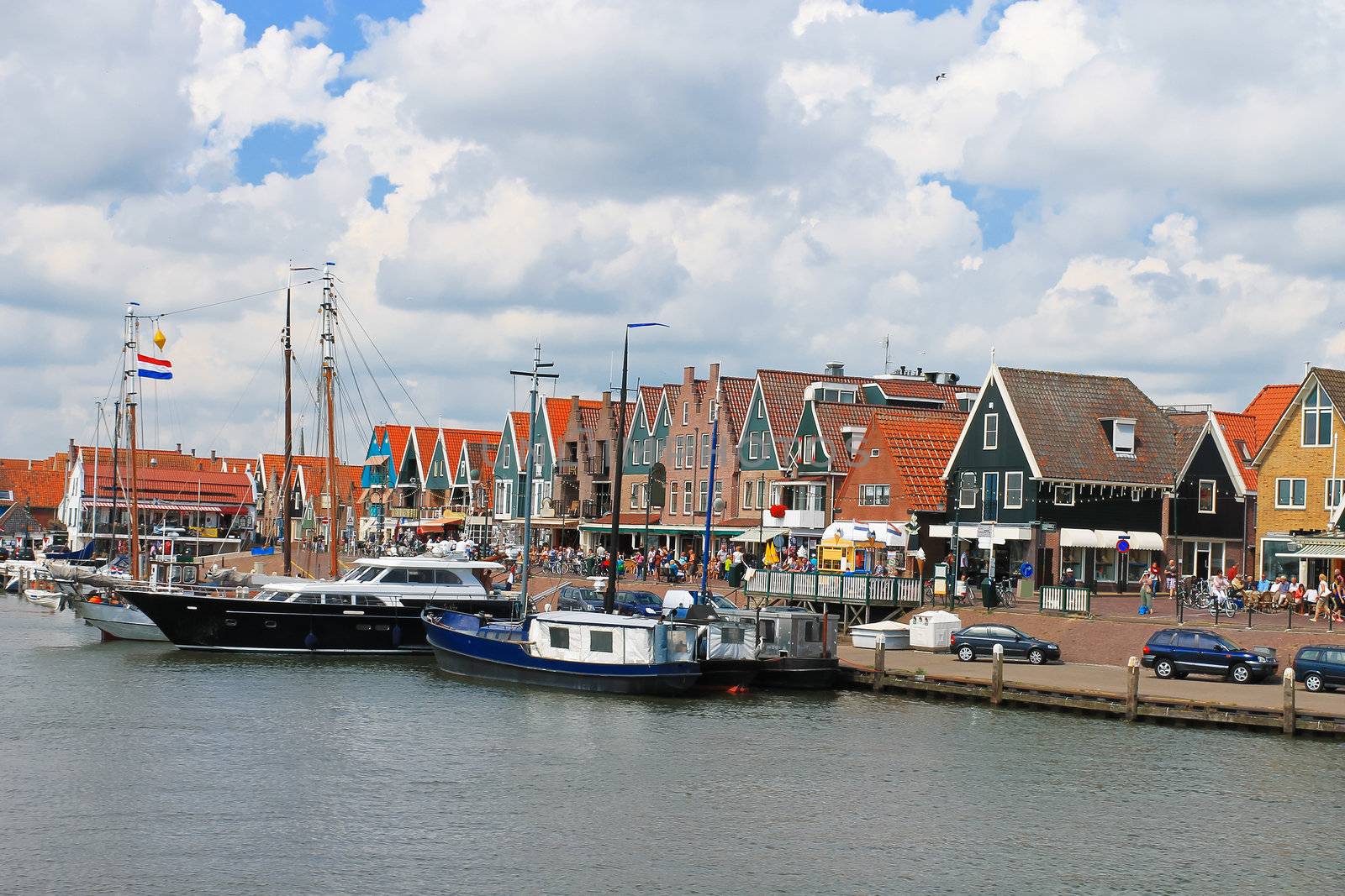Ships in the port of Volendam. Netherlands 