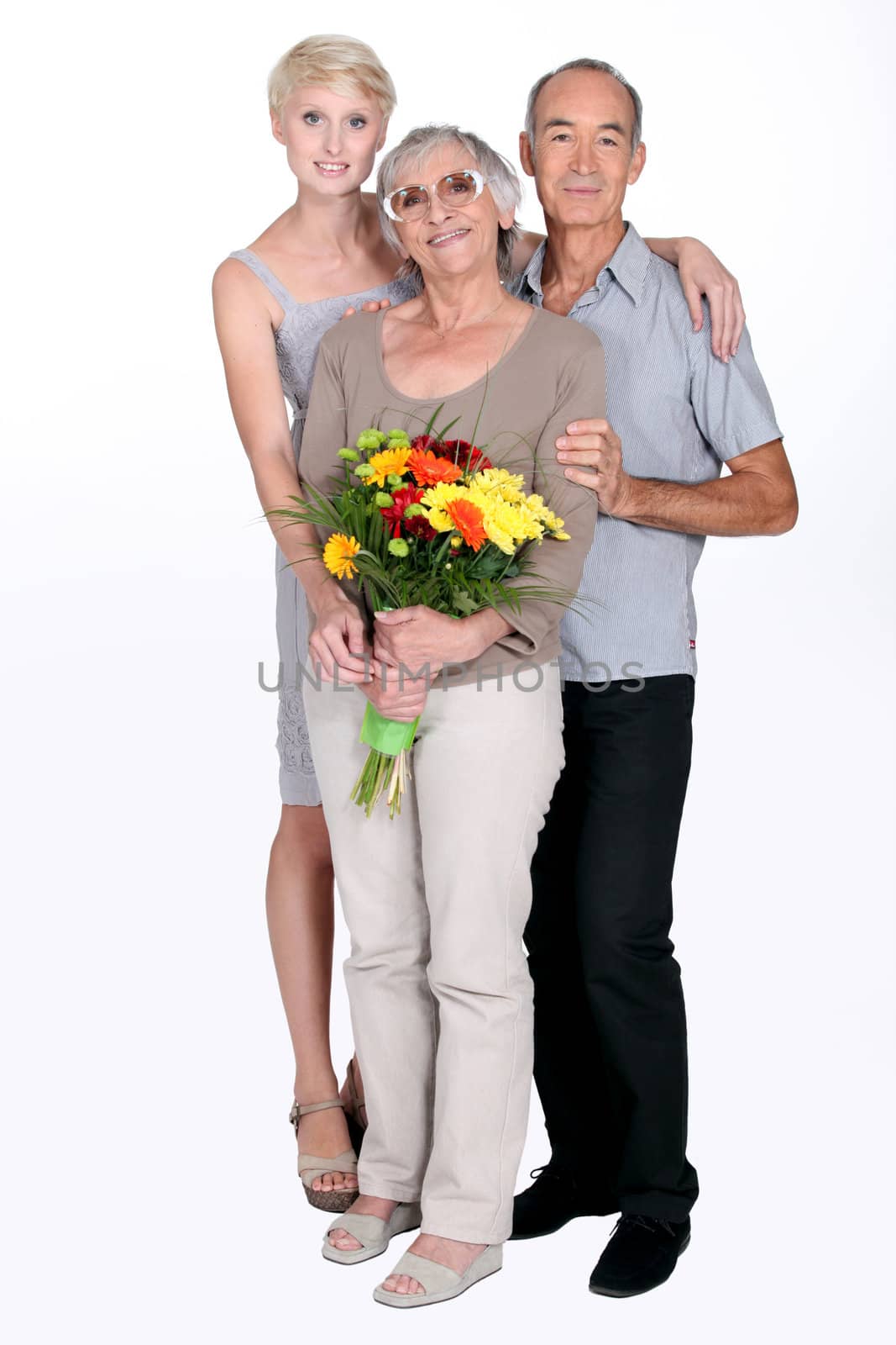 Elderly parents and daughter by phovoir