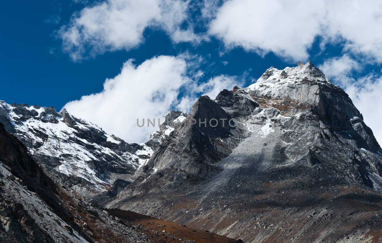 Mountains near Gokyo in Himalayas. Shot in Nepal, 4800 m