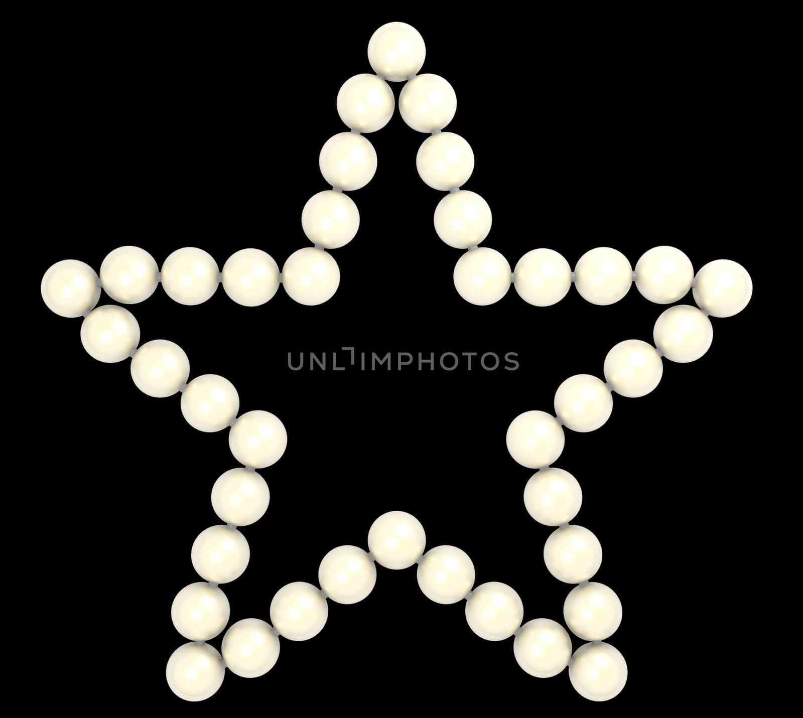 Precious Pearls star shape isolated on black background