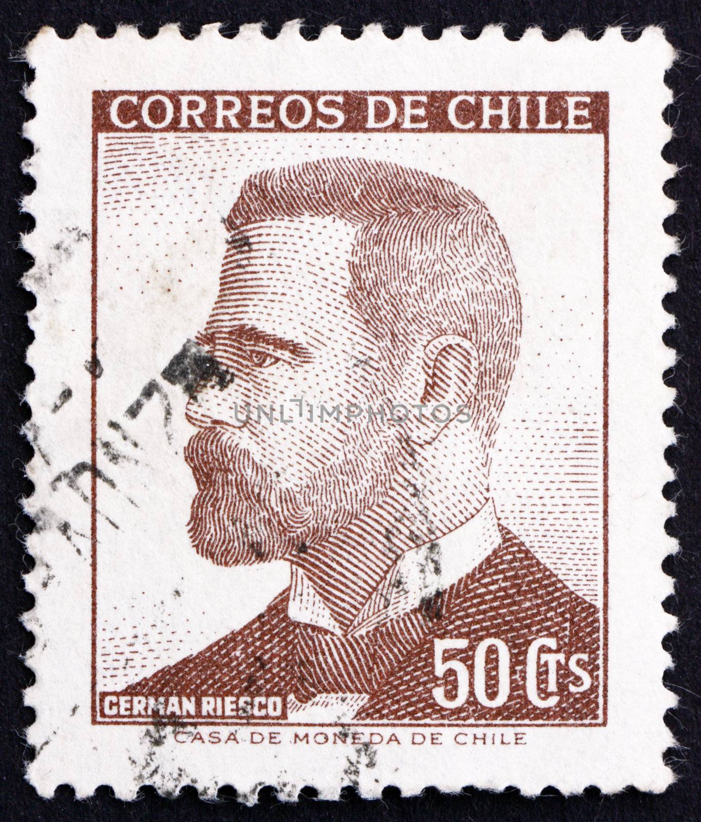 CHILE - CIRCA 1966: a stamp printed in the Chile shows German Riesco, 5th President of Chile, 1901 - 1906, circa 1966