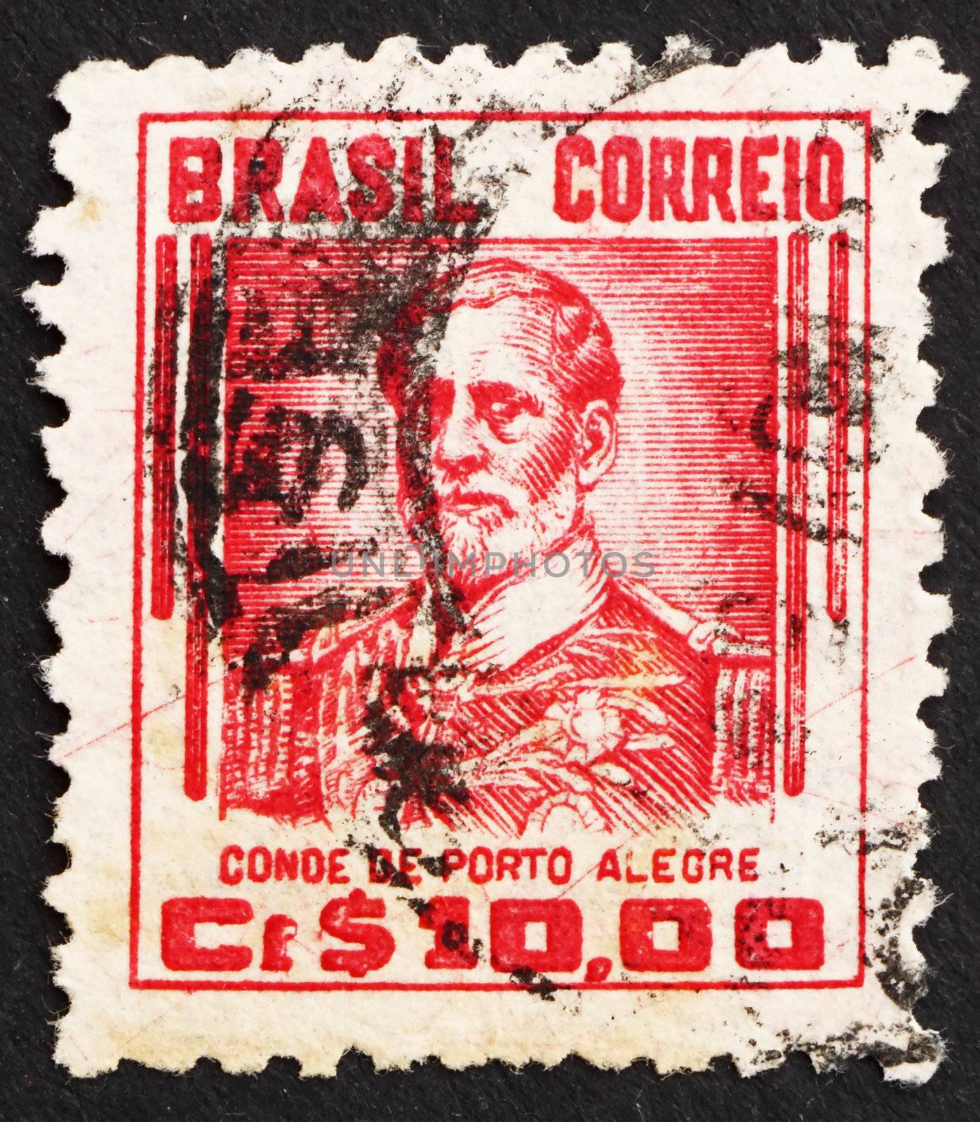 BRAZIL - CIRCA 1941: a stamp printed in the Brazil shows Manuel Marques de Sousa, Count of Porto Alegre, Soldier, Politician, Abolitionist and Monarchist, circa 1941