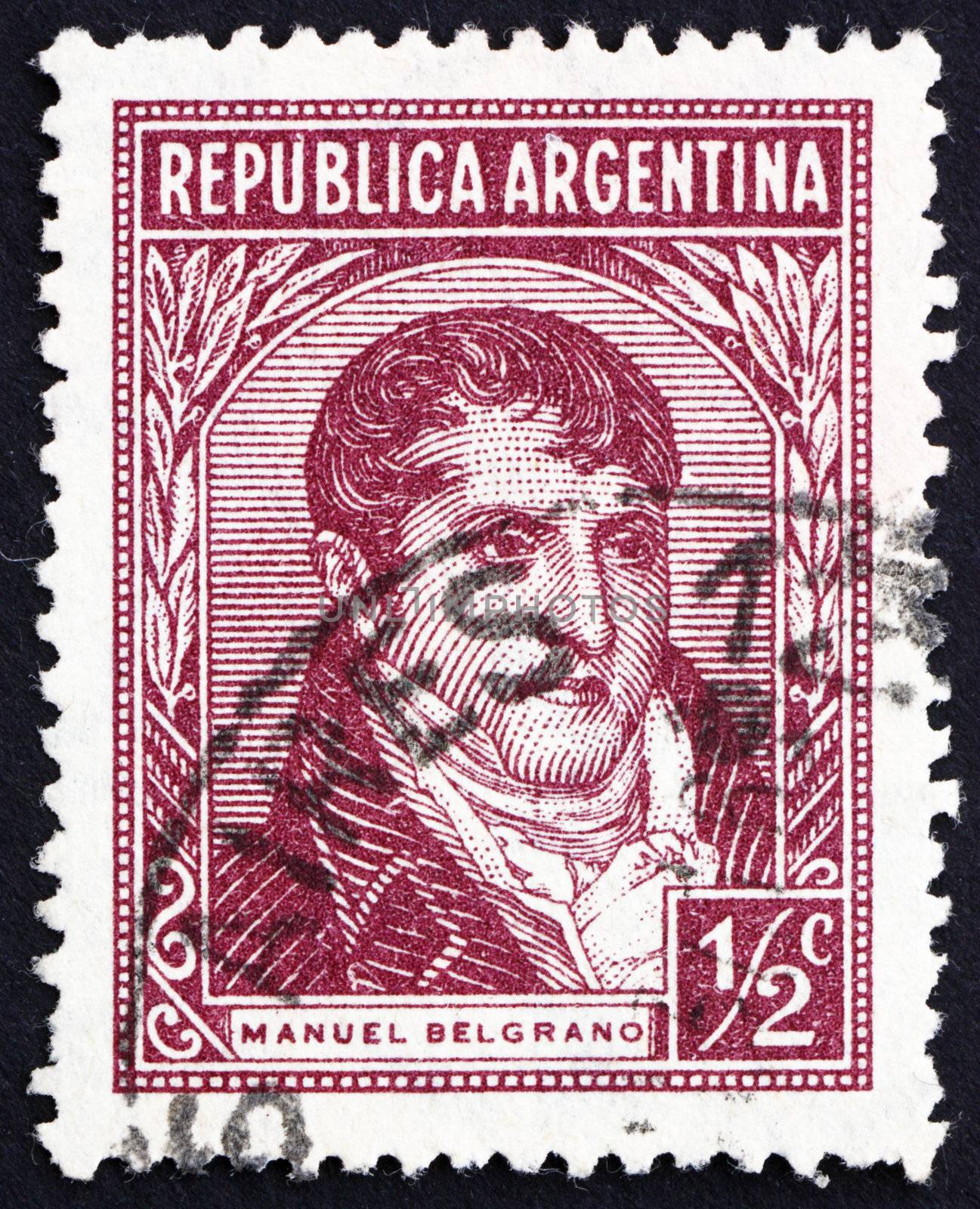ARGENTINA - CIRCA 1935: a stamp printed in the Argentina shows Manuel Belgrano, Economist, Lawyer, Politician and Military Leader, circa 1935