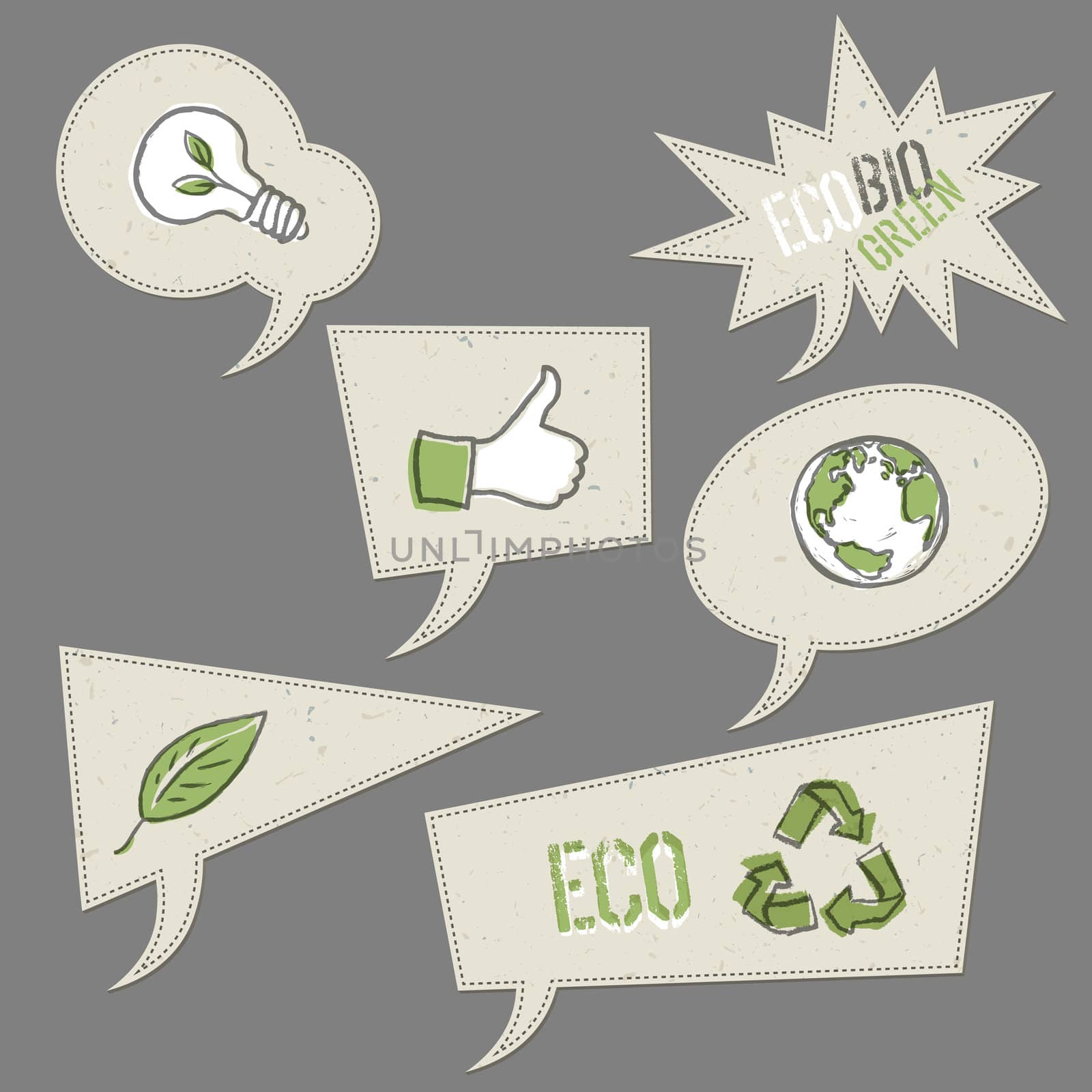 Ecology icons in speech bubbles. Vector elements collection, EPS by pashabo