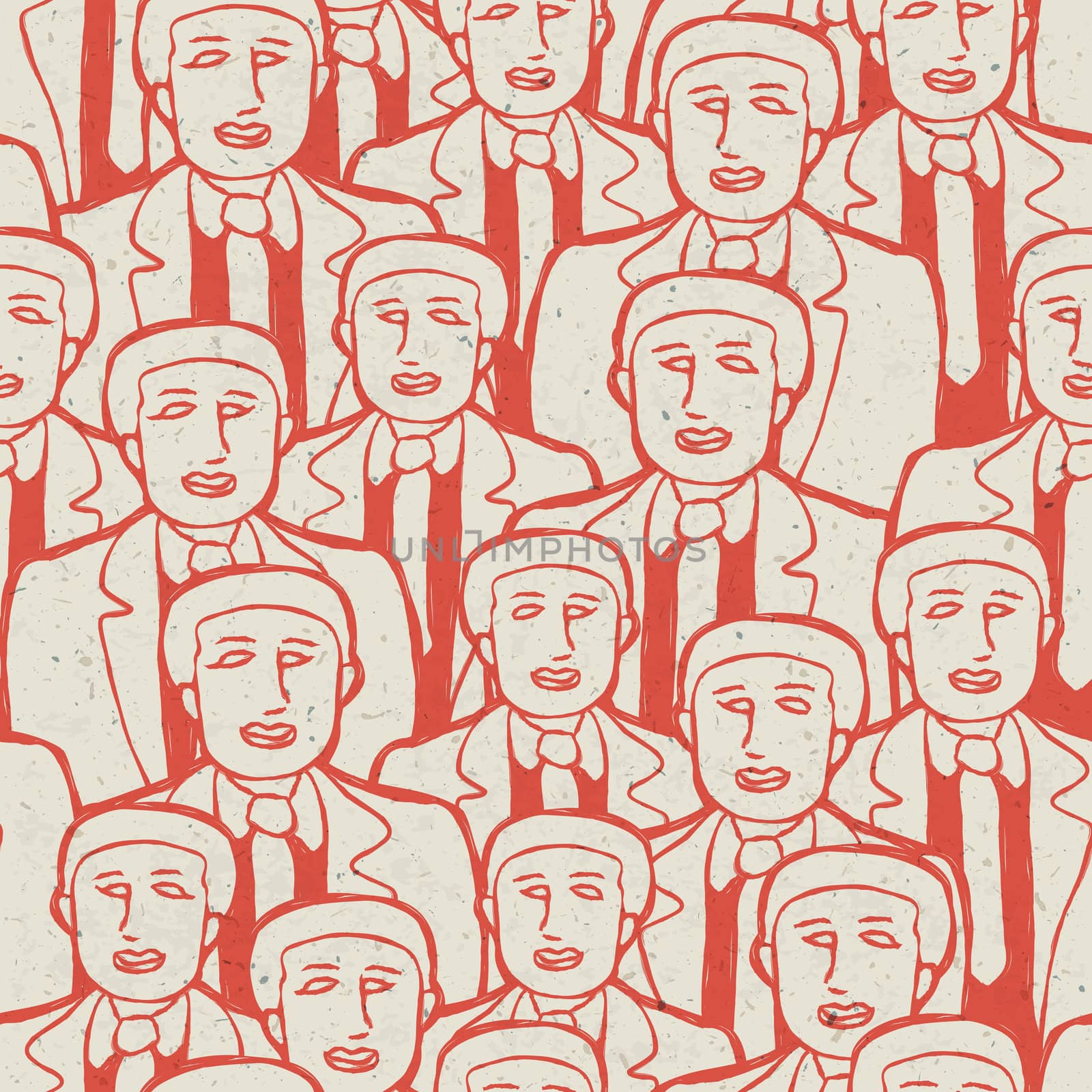 Abstract crowd of business men's. Seamless pattern, vector conce by pashabo