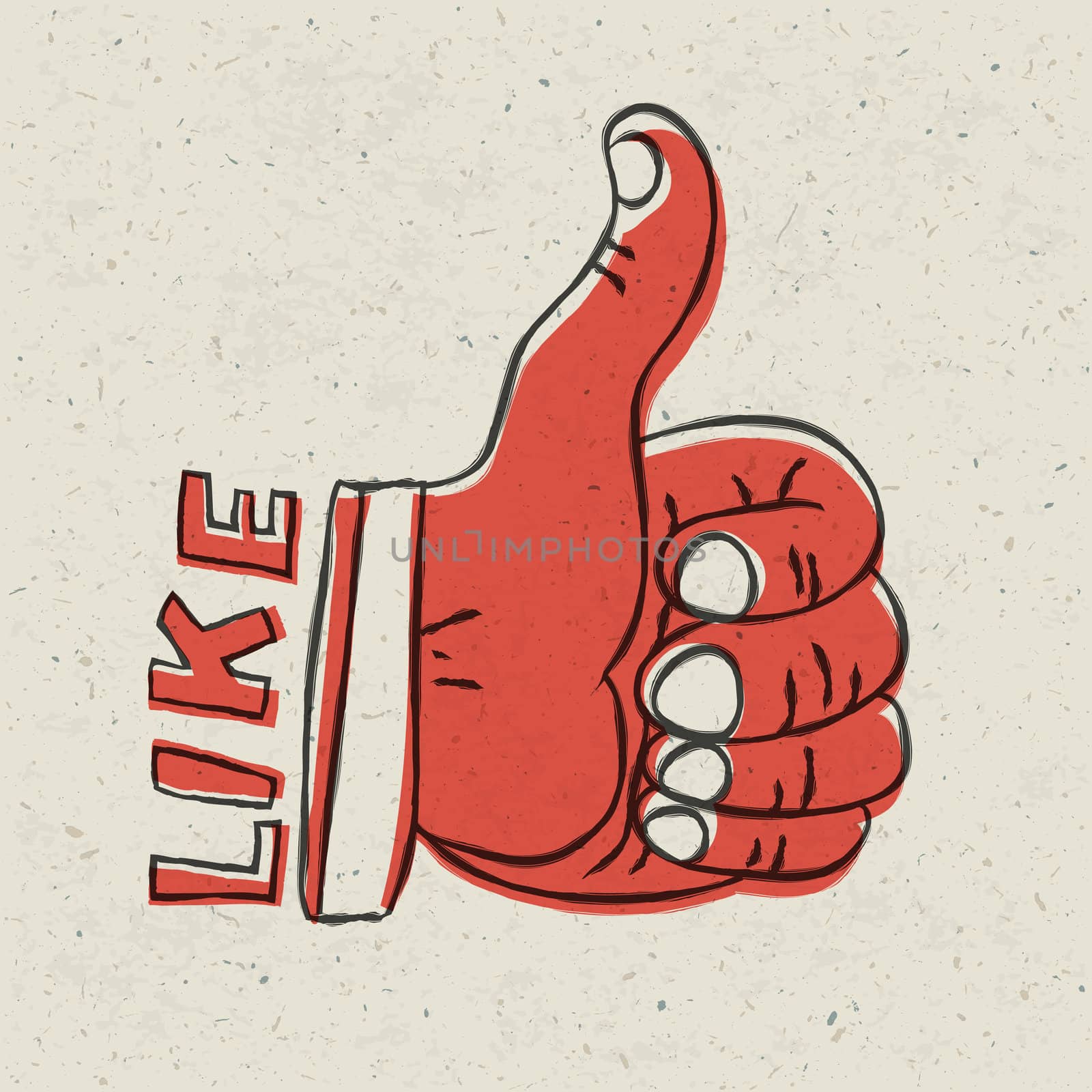 Thumb up symbol. Retro styled vector illustration, EPS10  by pashabo