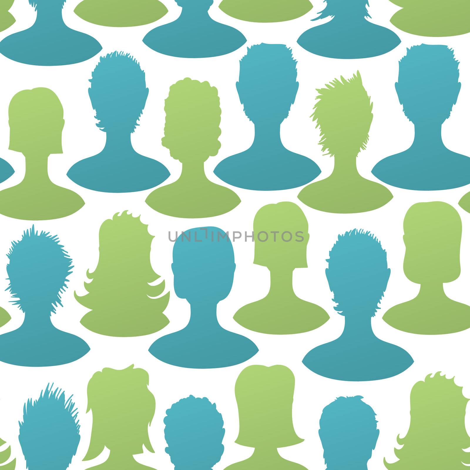 Social silhouettes seamless pattern, vector, EPS8