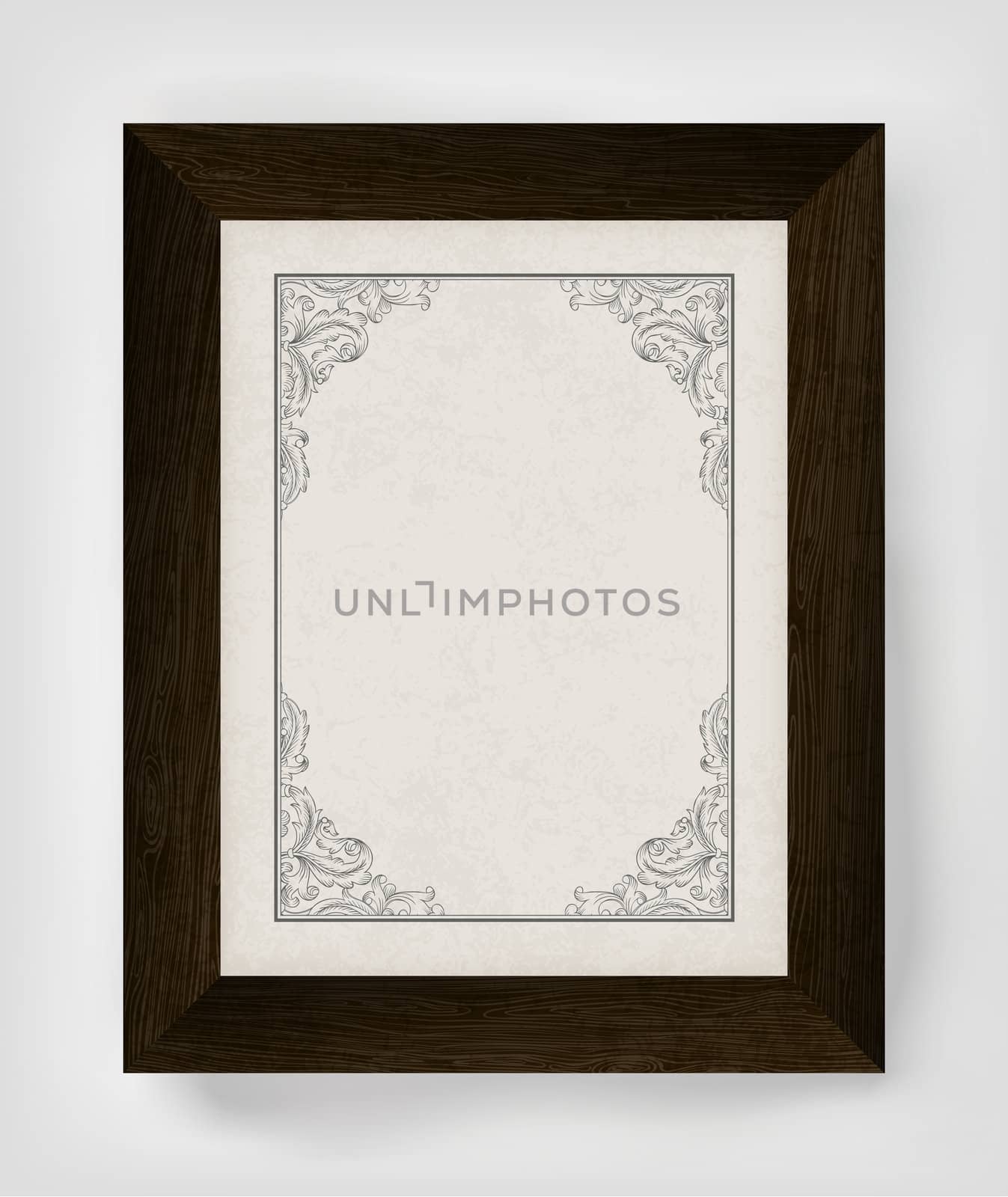 Vintage border with wooden frame. Vector illustration, EPS10