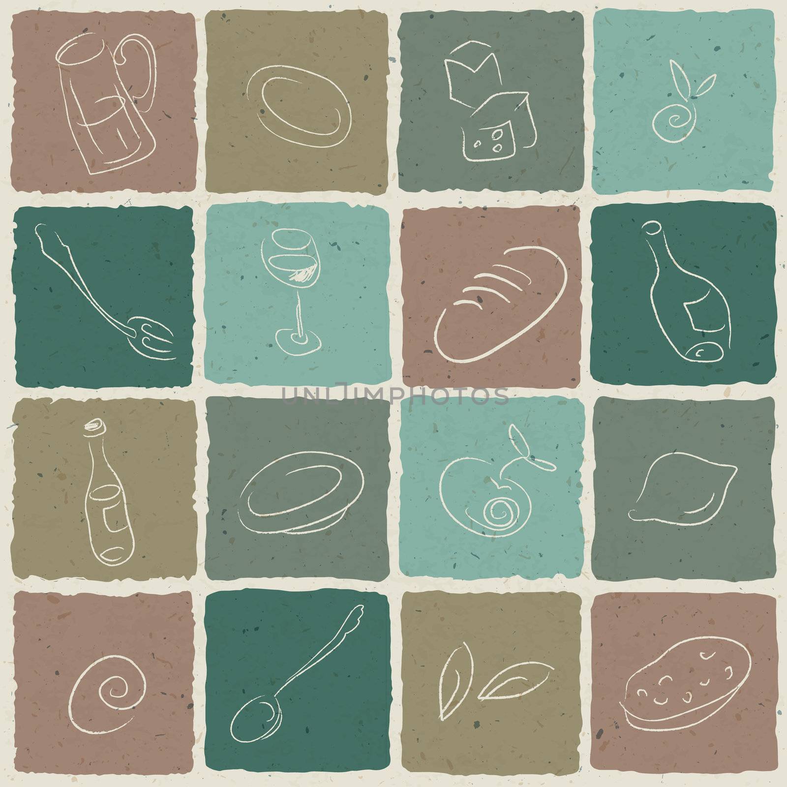Restaurant icons tiled retro background, vector illustration. EP by pashabo