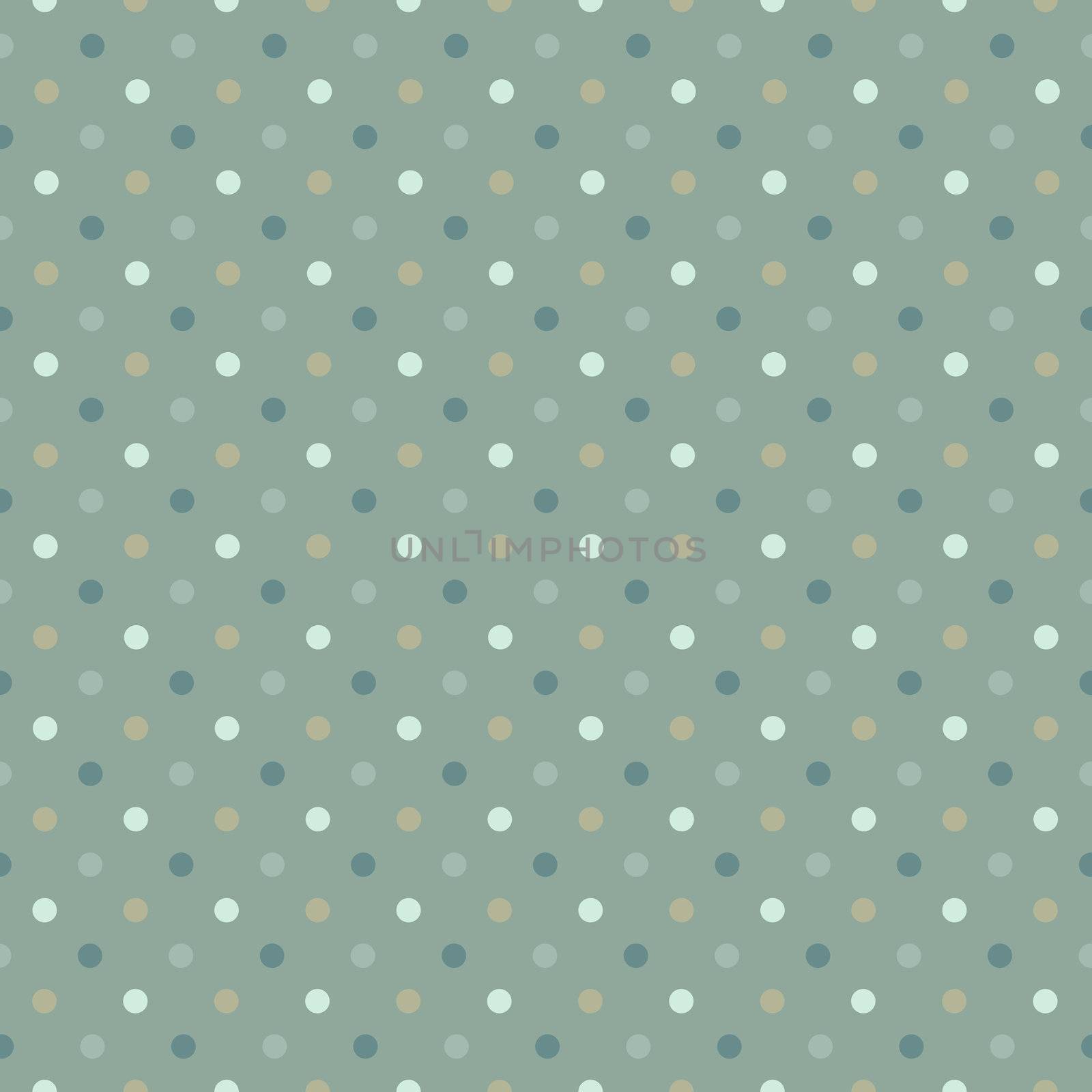 Seamless polka dot pattern in cold green gamut. Vector illustrat by pashabo