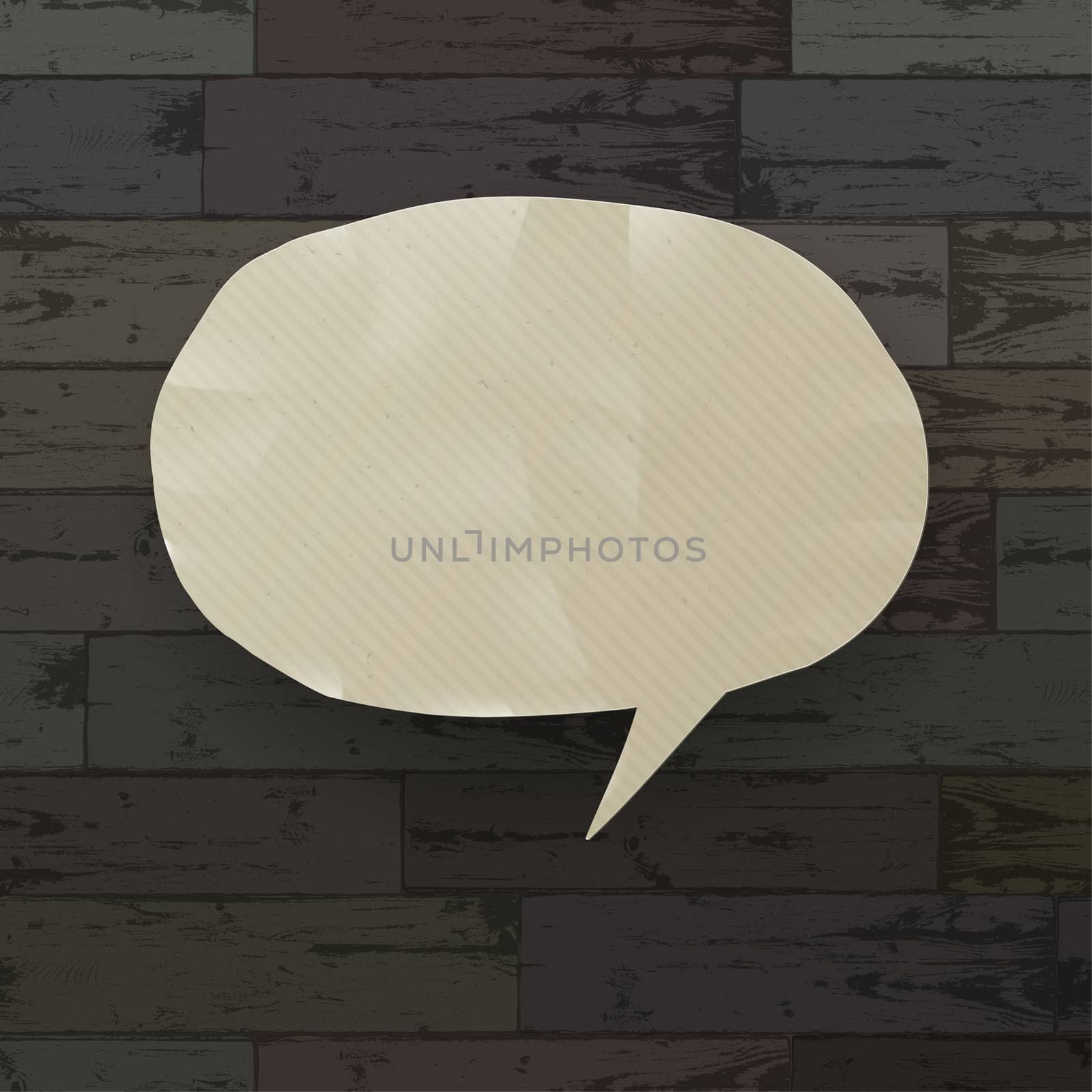 Speech bubble on wooden texture background. Vector illustration, by pashabo