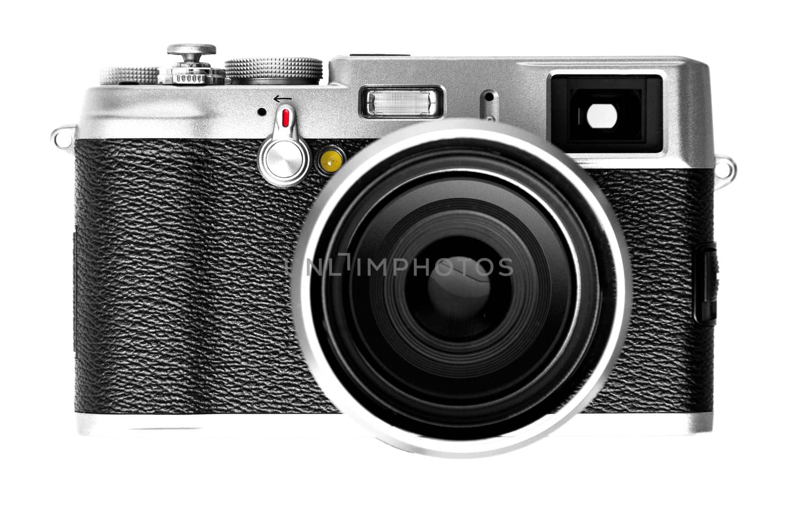 Digital vintage retro camera SLR on isolated white background.