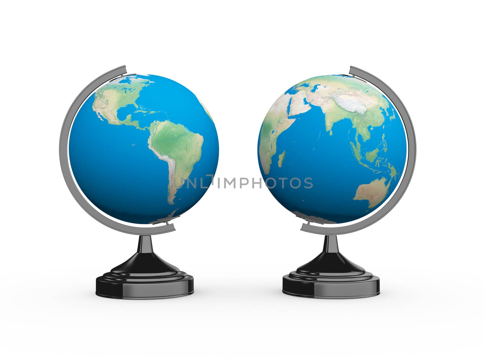 Close up of globe on isolated white background.