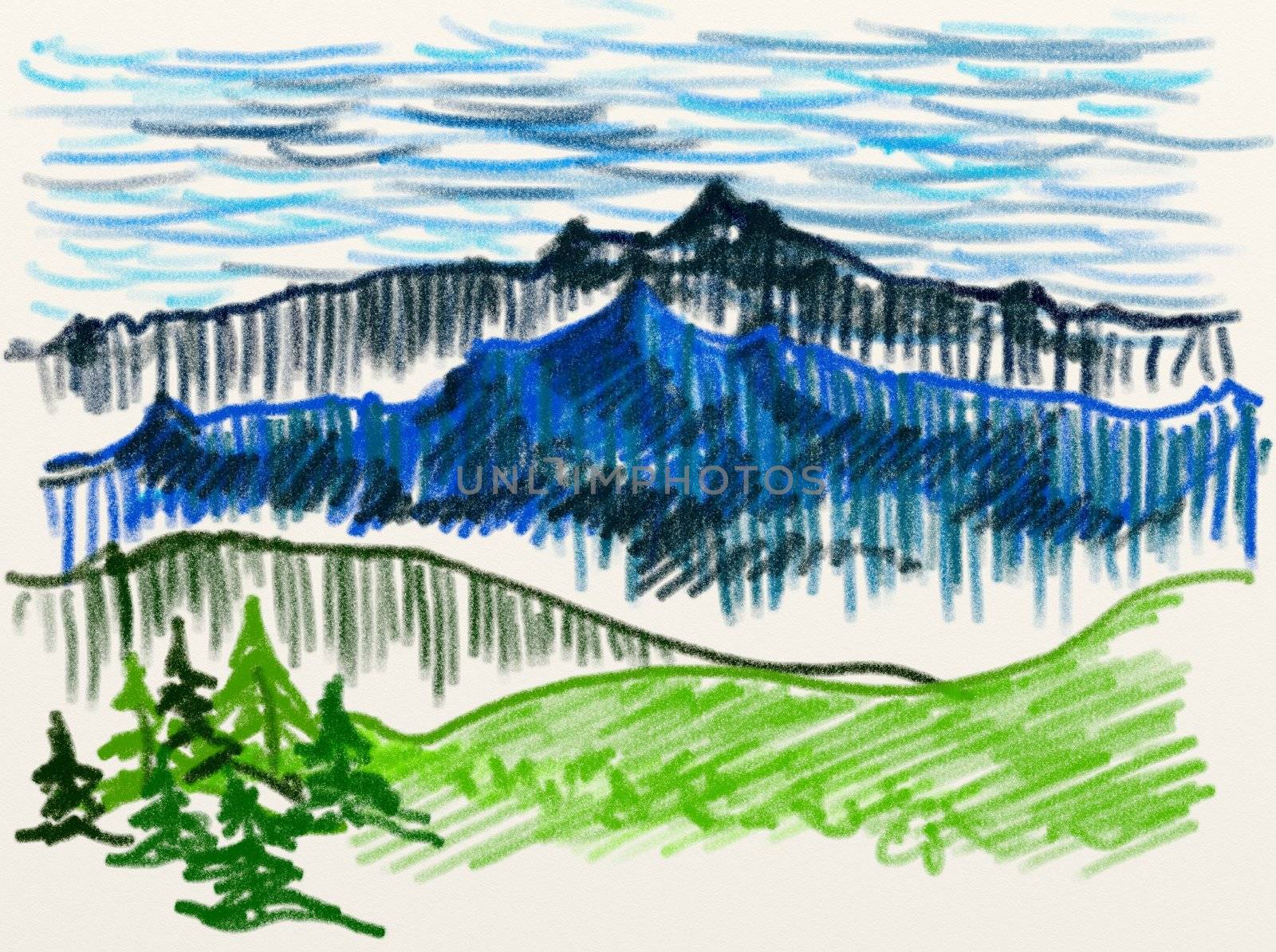 sketch landscape by Ahojdoma