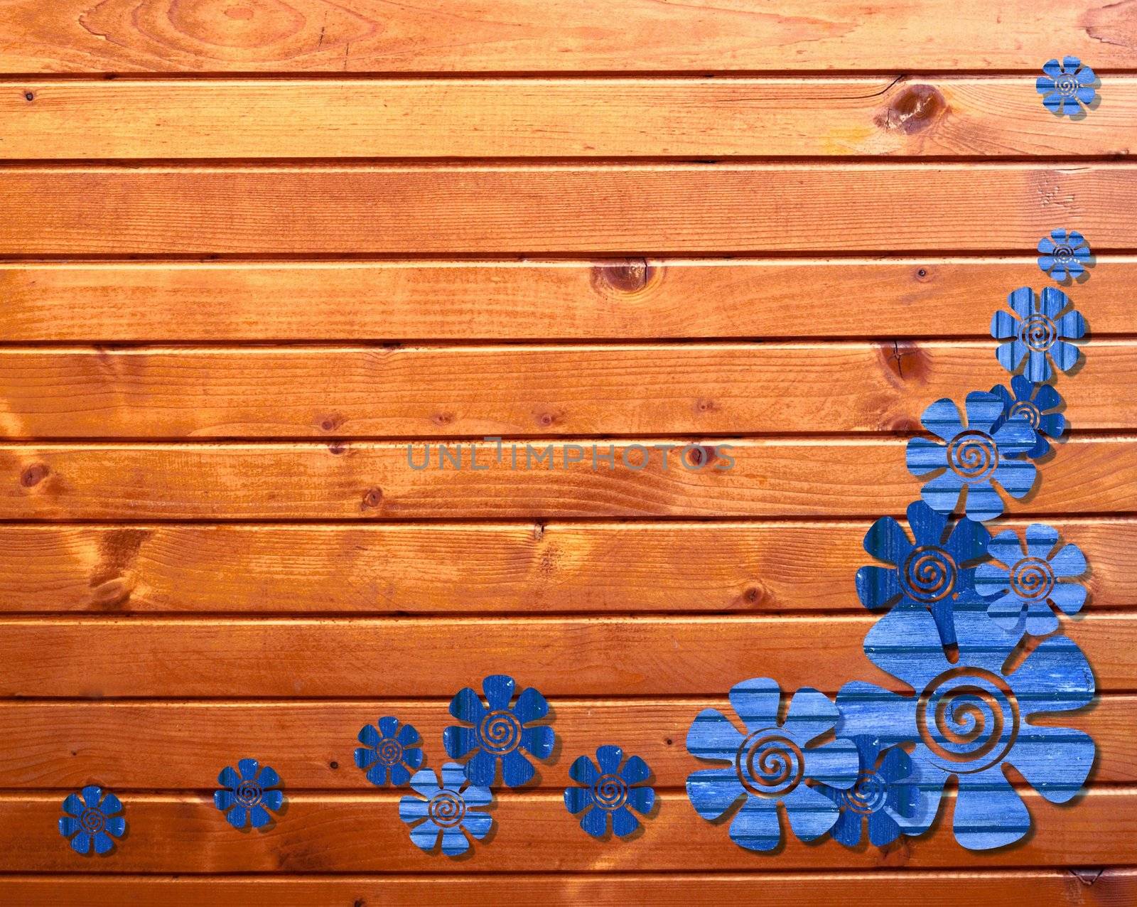 wooden background with flowers by Ahojdoma