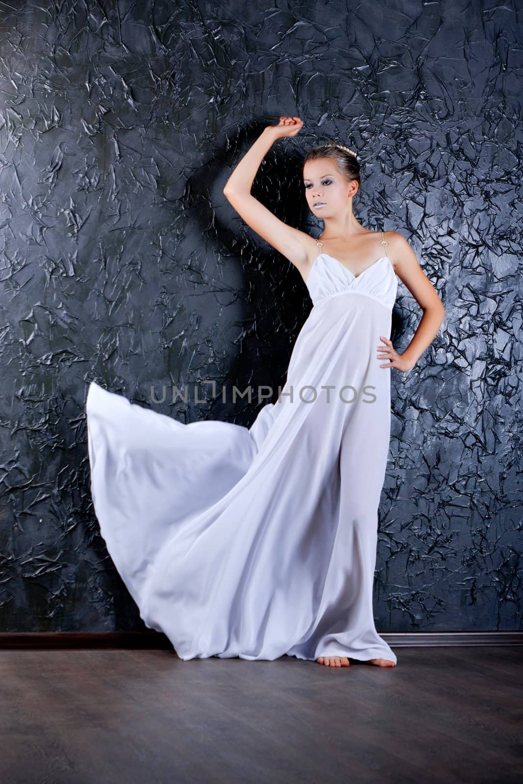 girl in fluttered white dress by nigerfoxy