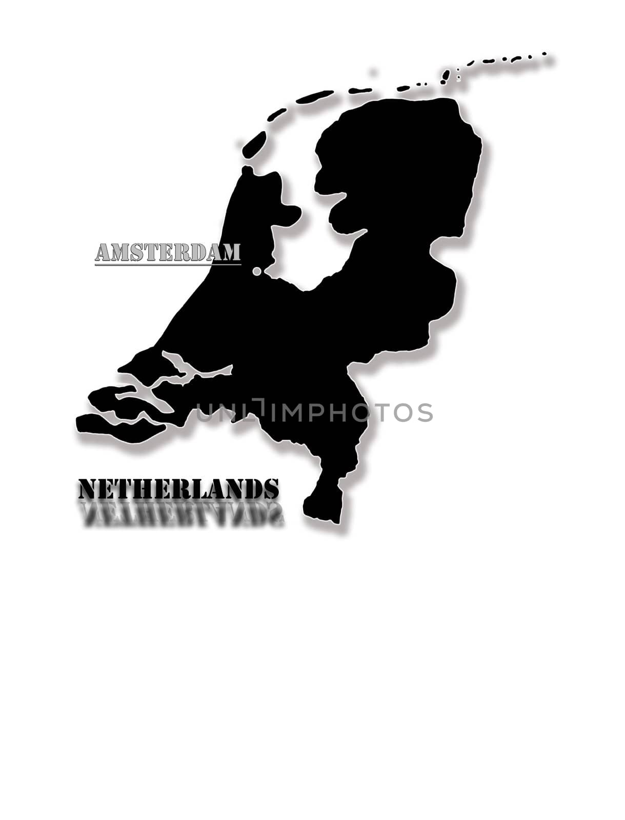 Black map of Holland by alexmak