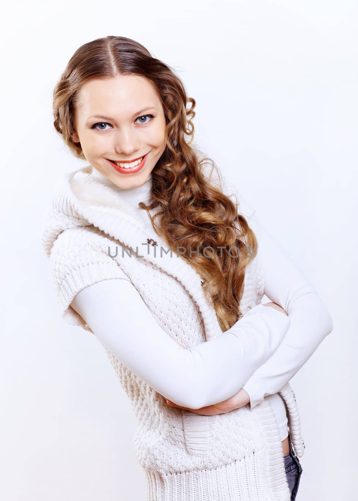 Young woman wearing warm sweater by sergey_nivens