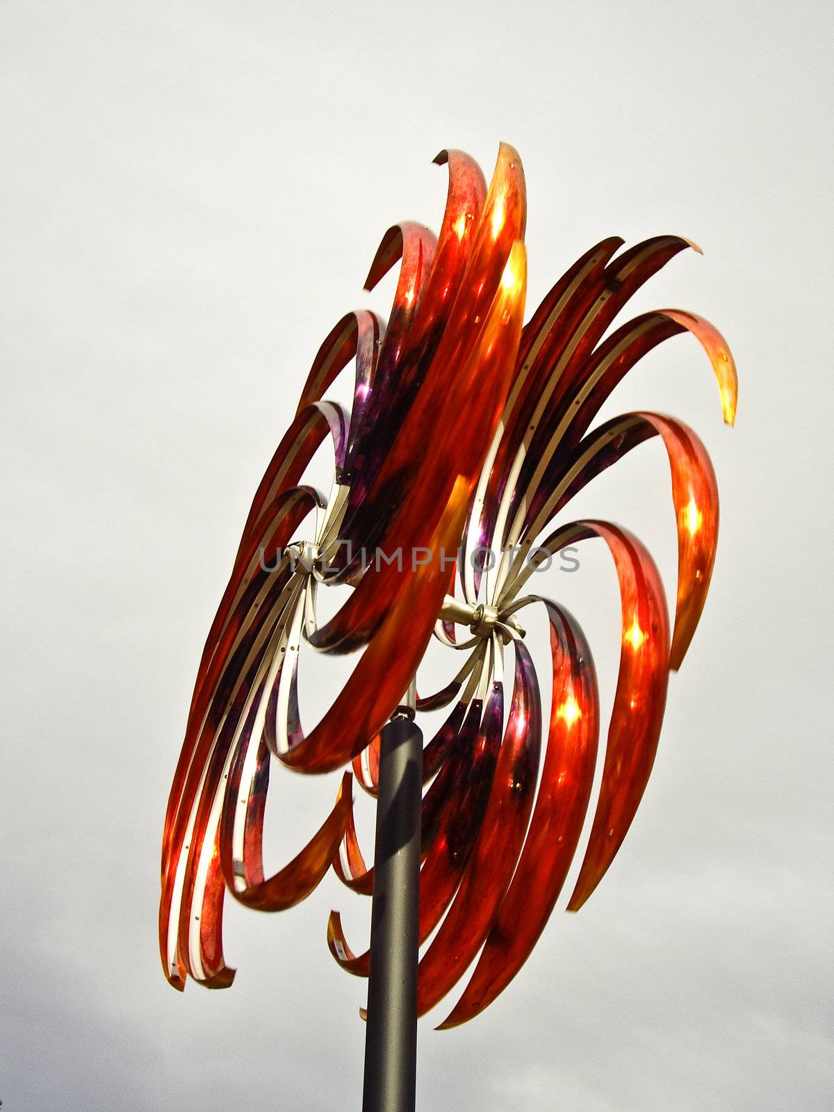 Red metal wind mobile art by emattil