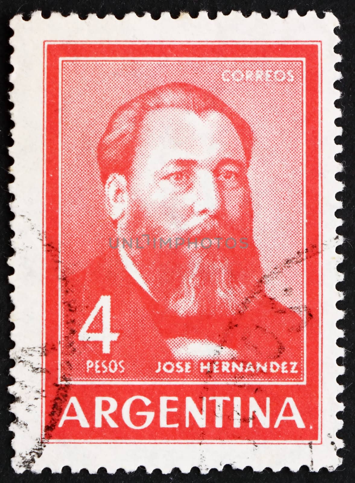ARGENTINA - CIRCA 1965: a stamp printed in the Argentina shows Jose Hernandez, Writer, Journalist, Poet and Politician, circa 1965