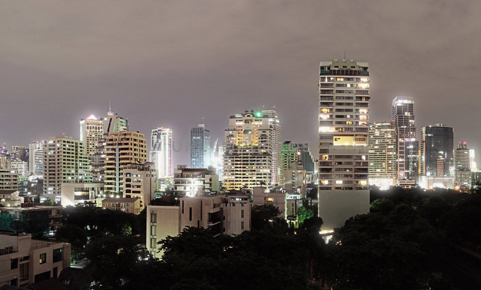 Modern architecture in Bangkok - high-rise buildings in the city center