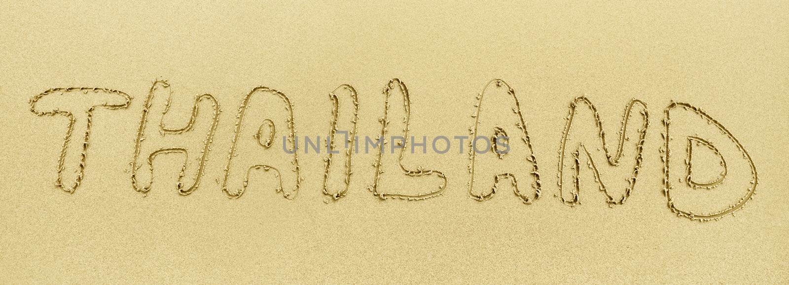 The inscription on the beach sand - Thailand