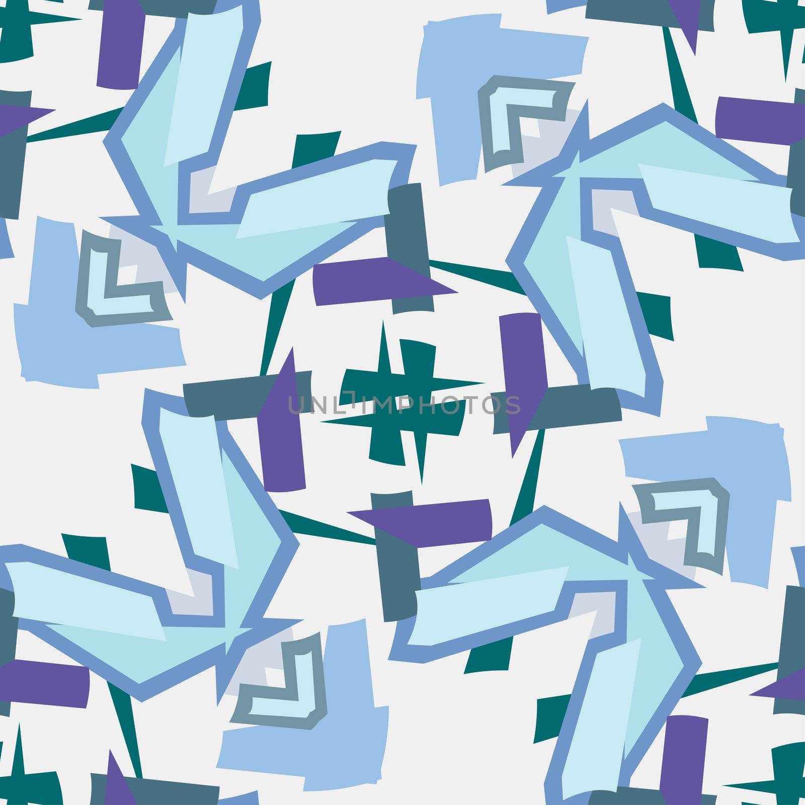 Seamless background pattern in blue and green shapes