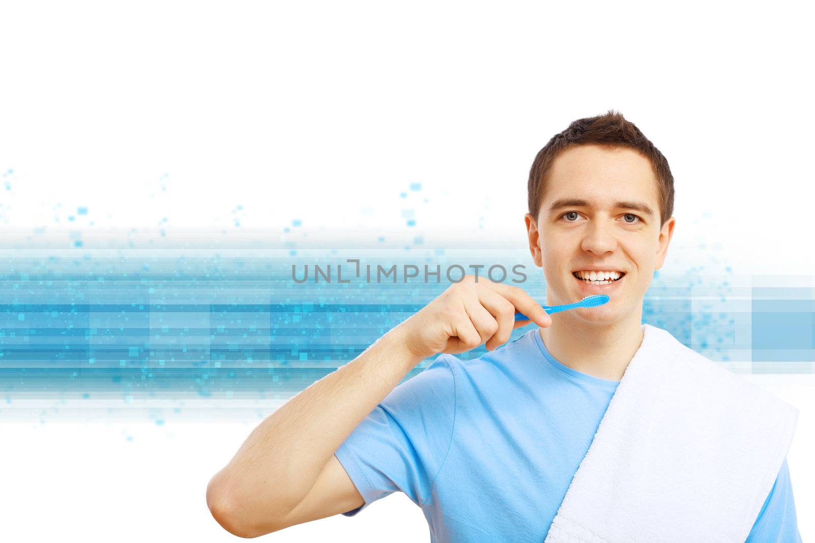 Young man with tooth brush by sergey_nivens