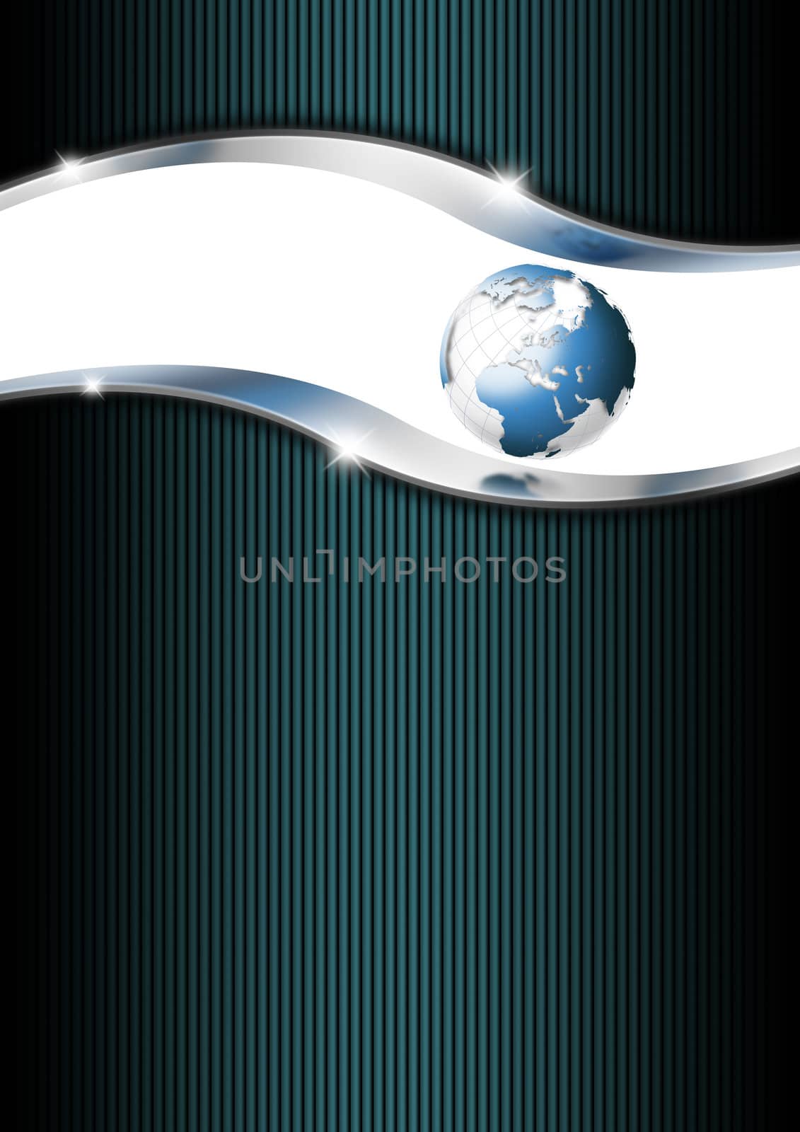 Blue and black business background with blue globe