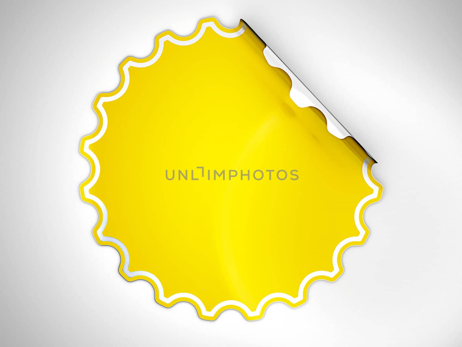 Round Yellow hamous sticker or label over grey spot light background