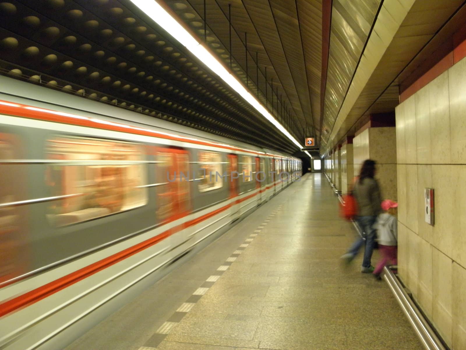 Photo from the Metro in Prague at exit a subway train.