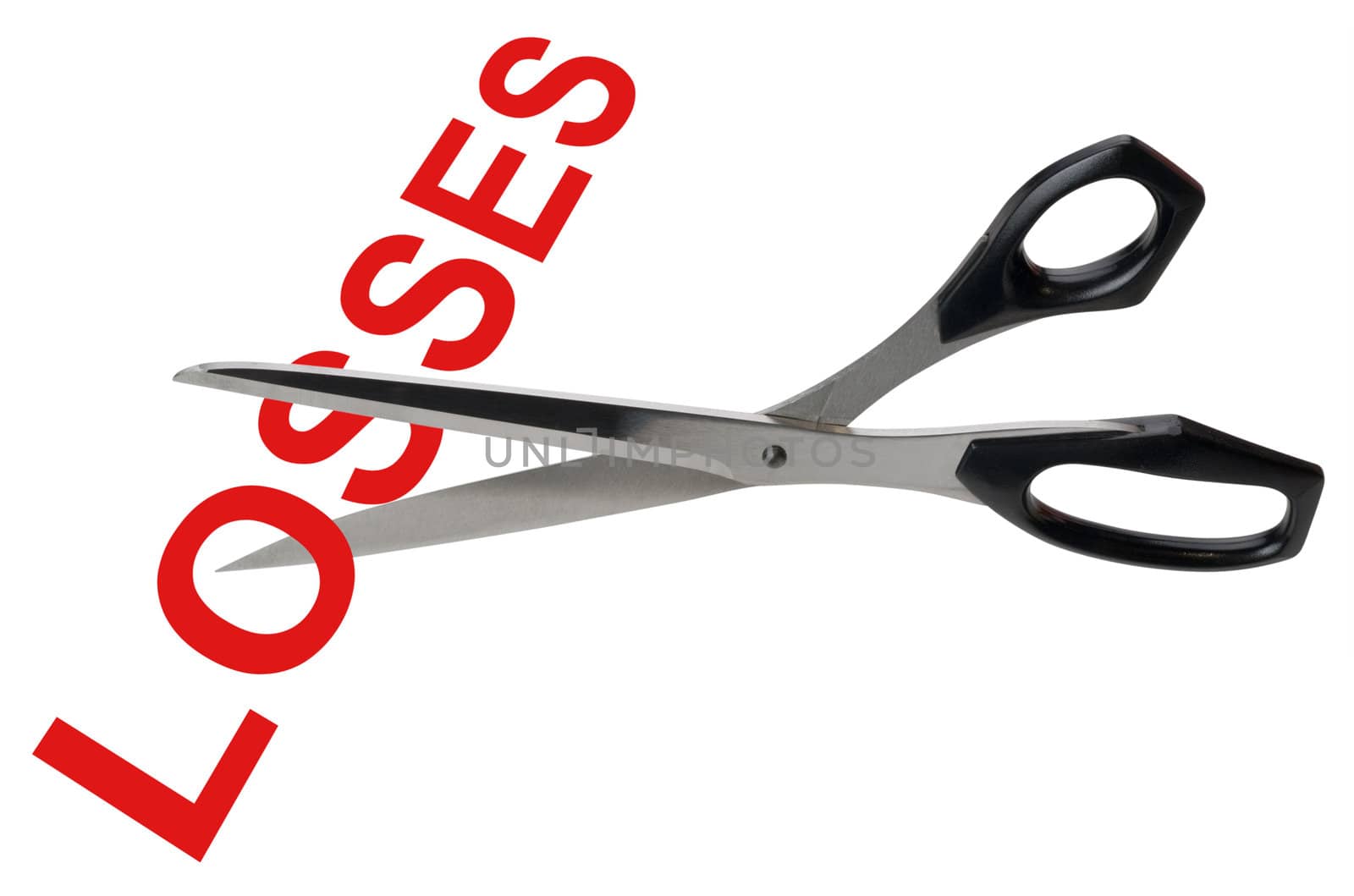 Scissors cutting losses, isolated with clipping path