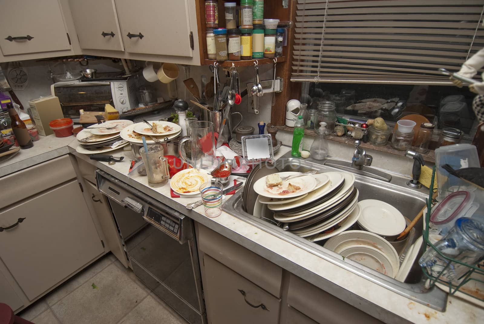 Dirty dishes in sink after a party