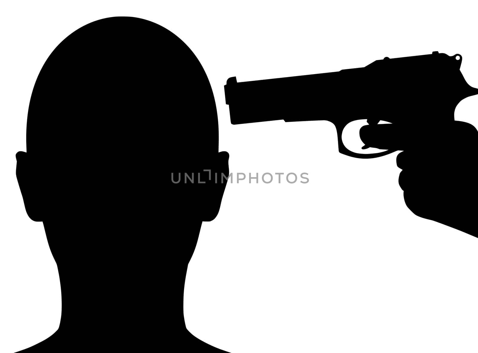 Illustration of a person with a gun pointing at their head