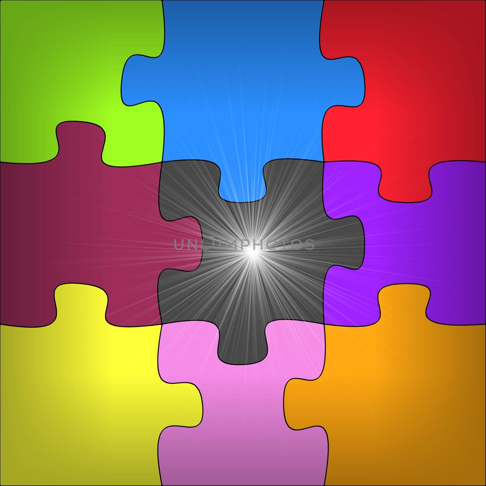 Illustration of a puzzle with one piece missing